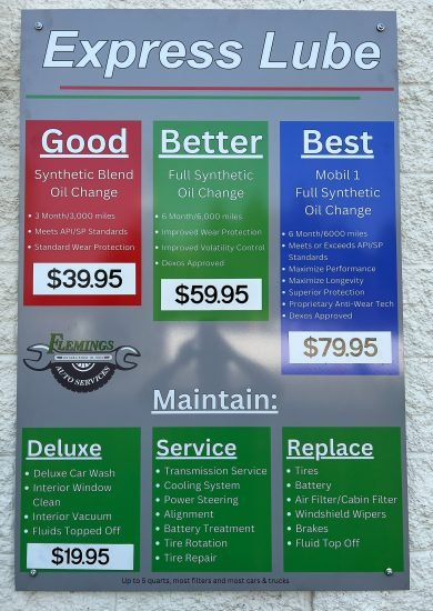 Flemings Auto Service Signs